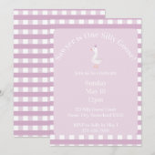 Dome Gans 1e Verjaardagsuitnodiging (Roze) Kaart (Voorkant / Achterkant)