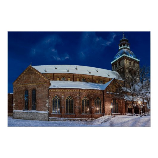 Dome kathedraal op het Dome-plein in Riga, Letland Perfect Poster (Voorkant)