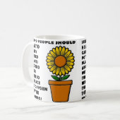 Dome mensen planten grappige koffiemok (Voorkant links)