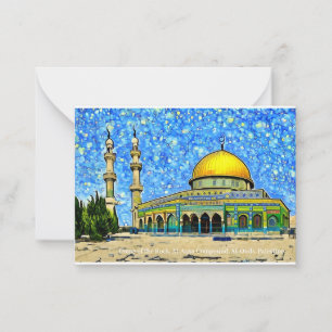 Dome of the Rock, Al-Aqsa en Eid Mubarak Kaart Notitiekaartje
