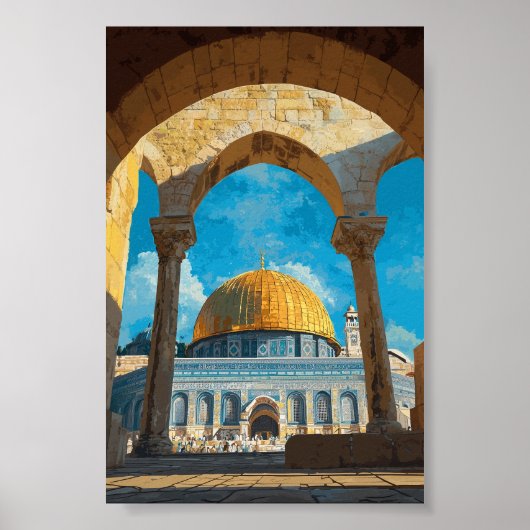Dome of the Rock - Majestic Islamitische Architect Poster (Voorkant)