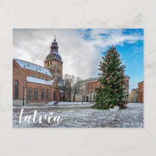 Dome-plein met kerstboom in Riga Briefkaart