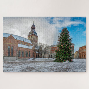 Dome-plein met kerstboom in Riga Legpuzzel