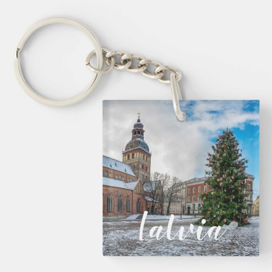 Dome-plein met kerstboom in Riga Sleutelhanger (voorkant)