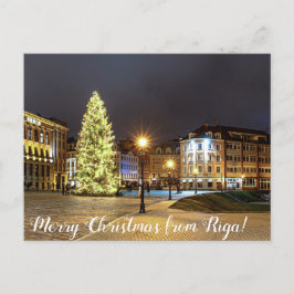 Dome Square met kerstboom in Riga Briefkaart