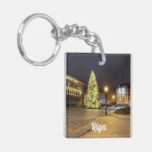 Dome Square met kerstboom in Riga Sleutelhanger (Voorkant Links)