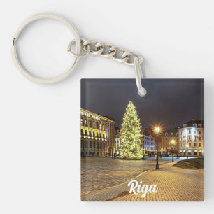 Dome Square met kerstboom in Riga Sleutelhanger