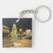 Dome Square met kerstboom in Riga Sleutelhanger (Achterkant)