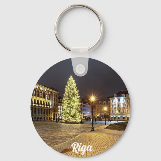 Dome Square met kerstboom in Riga Sleutelhanger (Voorkant)