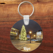 Dome Square met kerstboom in Riga Sleutelhanger (Voorkant)