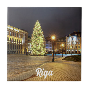 Dome Square met kerstboom in Riga Tegeltje