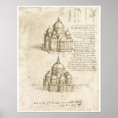 Domed Churches, Leonardo da Vinci, 1488 Poster (Voorkant)