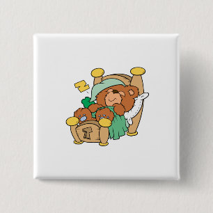 domein slapende teddybeer ontwerp vierkante button 5,1 cm