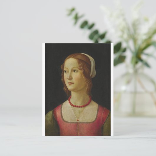 Domenico Ghirlandaio - Portret van een jonge vrouw Briefkaart (Staand voorkant)