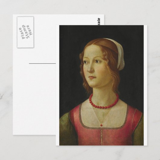 Domenico Ghirlandaio - Portret van een jonge vrouw Briefkaart (Voorkant / Achterkant)