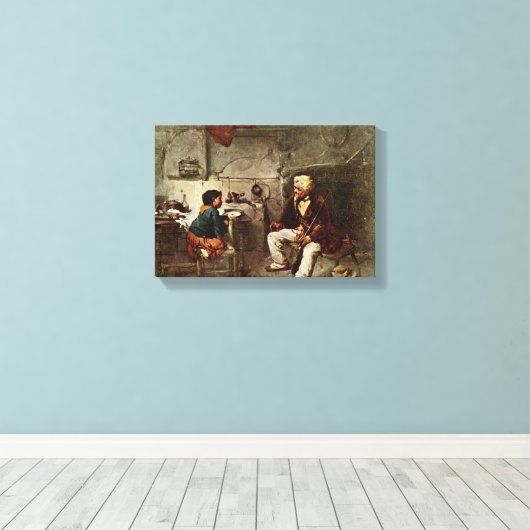 Domenico Induno - de jager het Il cacciatore Canvas Afdruk (Insitu (Houten vloer))