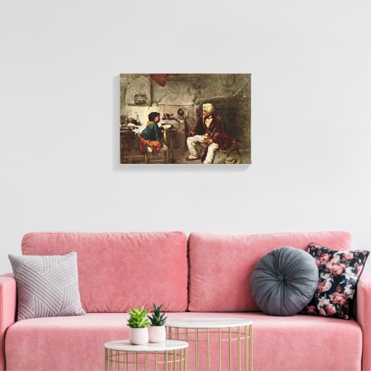 Domenico Induno - de jager het Il cacciatore Canvas Afdruk (Insitu (Woonkamer))