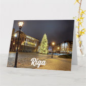 Domeplein met kerstboom in Riga Kaart (Gele Bloem)