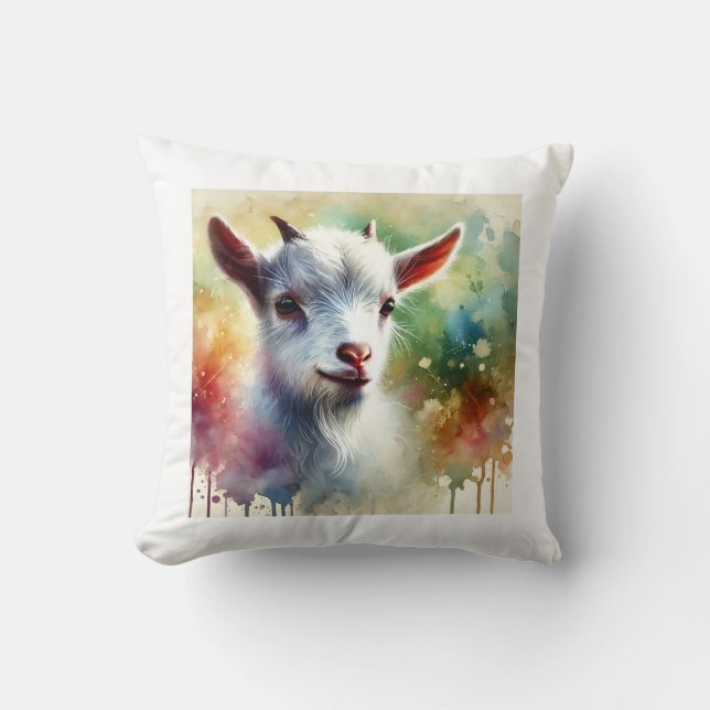 Domestic Goat 300724AREF118 - Watercolor Kussen (Voorkant)