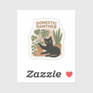 Domestic Panther-Sticker Zwarte kat met huis Sticker