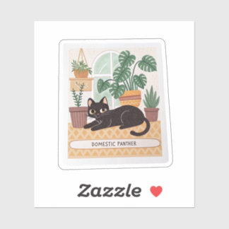 Domestic Panther-Sticker | Zwarte kat met huis Sticker