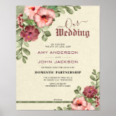 "Domestic Partnership"-certificaat voor bloemetjes Poster (Voorkant)