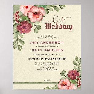 "Domestic Partnership"-certificaat voor bloemetjes Poster
