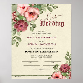 "Domestic Partnership"-certificaat voor bloemetjes Poster