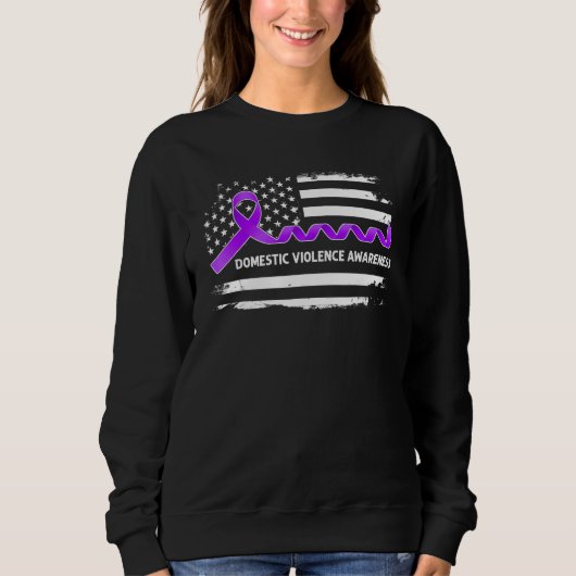 Domestic Violence Awareness American Flag   Purple Trui (Voorkant)