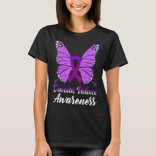 Domestic Violence Awareness Butterfly Purple Ribbo T-shirt (Voorkant)