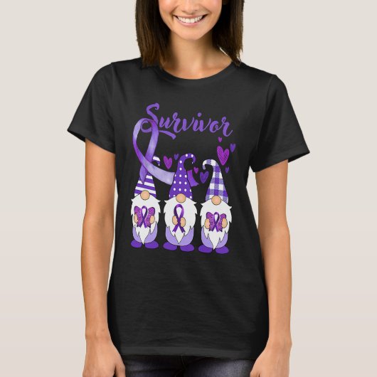 Domestic Violence Awareness Survivor purple Gnomes T-shirt (Voorkant)
