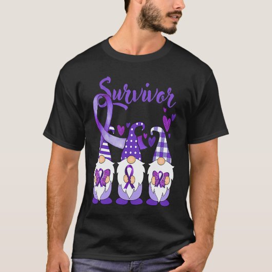 Domestic Violence Awareness Survivor purple Gnomes T-shirt (Voorkant)