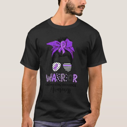 Domestic Violence Warrior Ribbon Purple Awareness  T-shirt (Voorkant)