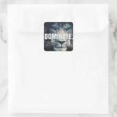 Dominaat - Lion Motivatie Vierkante Sticker (Tas)