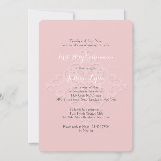 Dominante Cross Religious Invitation Roze Kaart (Voorkant)