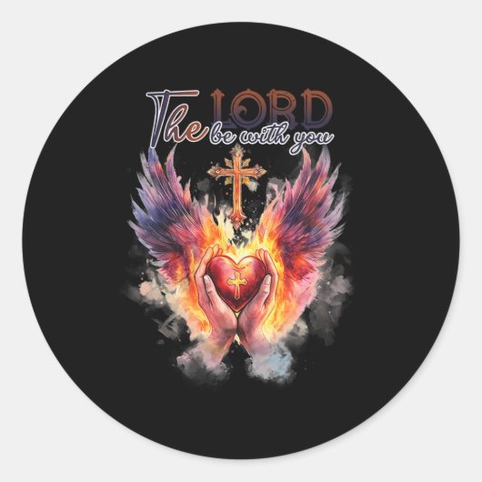 Dominee - biddende handen voor het Heilig Hart Ronde Sticker (Voorkant)