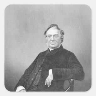 dominee Hugh Stowell, gegraveerd door D. J. Pond Vierkante Sticker