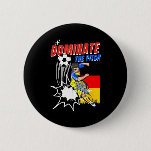 Domineer Het Veld Voetbalspeler Actie Duitsland Vl Ronde Button 5,7 Cm