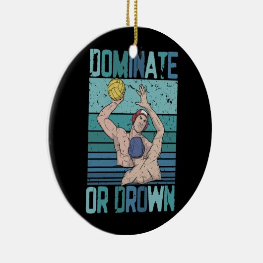 Domineren of omlaag Retro Water Polo Speler S Keramisch Ornament (Rechts)