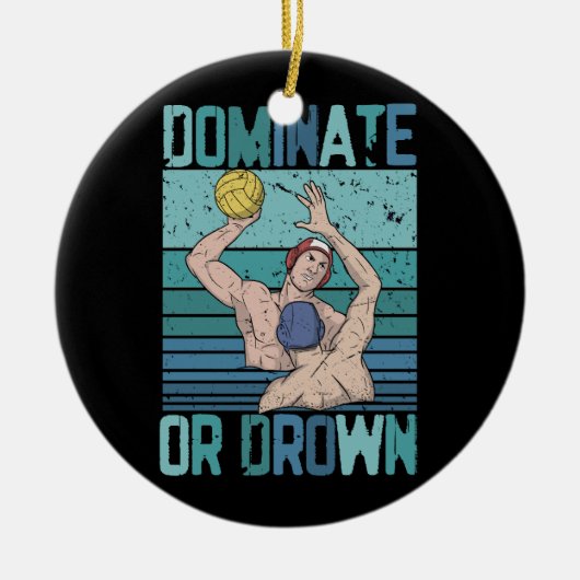 Domineren of omlaag Retro Water Polo Speler S Keramisch Ornament (Voorkant)