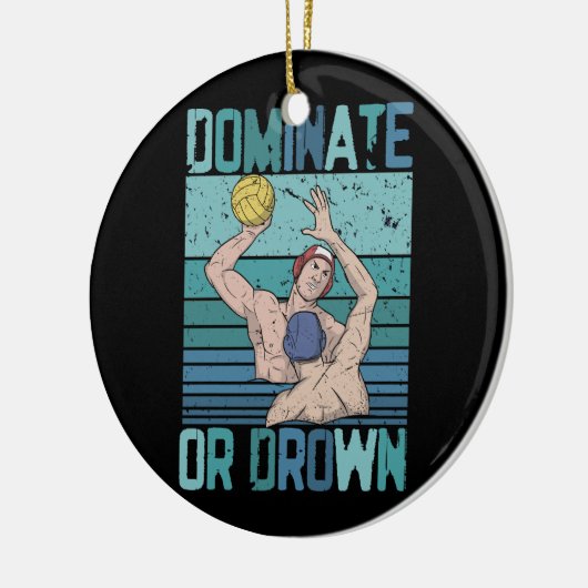 Domineren of omlaag Retro Water Polo Speler  S Keramisch Ornament (Links)
