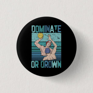Domineren of omlaag Retro Water Polo Speler S Ronde Button 3,2 Cm