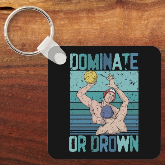 Domineren of omlaag Retro Water Polo Speler  S Sleutelhanger (Voorkant)