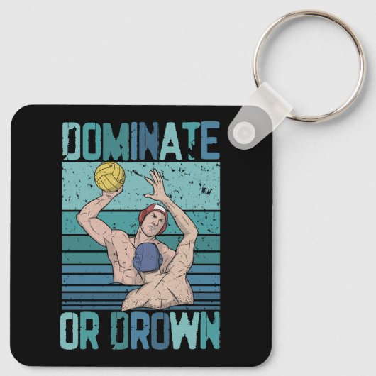 Domineren of omlaag Retro Water Polo Speler  S Sleutelhanger (Achterkant)