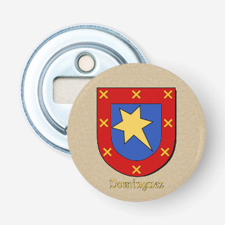 Dominguez Heraldic Arms op Parchment Style Terug Button Flesopener