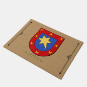 Dominguez Historisch schild op Burlap Pattern Deurmat (Schuin)