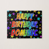 "DOMINIC" First Name, Fun "HAPPY BIRTHDAY" Legpuzzel (Horizontaal)
