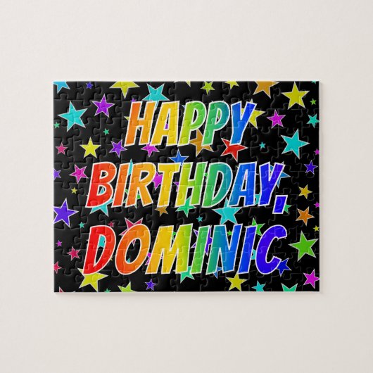 "DOMINIC" First Name, Fun "HAPPY BIRTHDAY" Legpuzzel (Horizontaal)