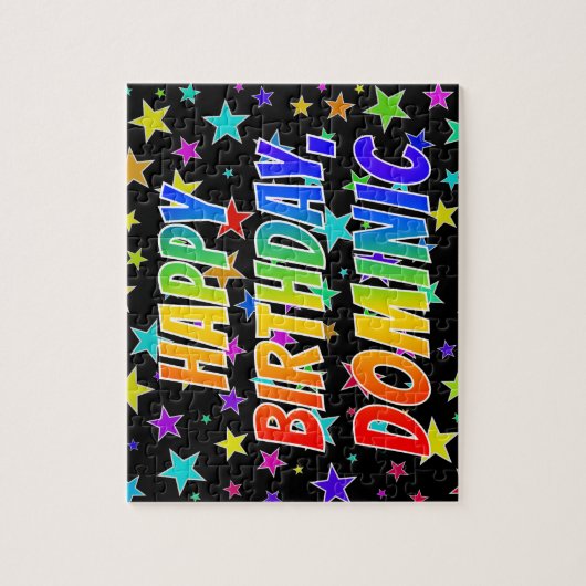 "DOMINIC" First Name, Fun "HAPPY BIRTHDAY" Legpuzzel (Verticaal)