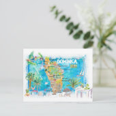 Dominica Antilles Illustrated Travel Map Briefkaart (Staand voorkant)